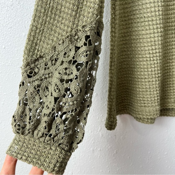 Miss Me Waffle Knit Hanley Oversized Crochet Top Women’s Size Small Boho - Picture 5 of 14